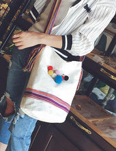 Vintage Cotton Canvas Women Shoulder Bags Bucket Wool Ball bag Cross Body Women's Hbags Messenger bags ILML
