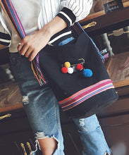 Vintage Cotton Canvas Women Shoulder Bags Bucket Wool Ball bag Cross Body Women's Hbags Messenger bags ILML