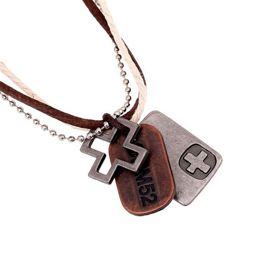 Vintage Design Leather Hemp Metal Handmade Surfer Necklace Choker For MEN ILML