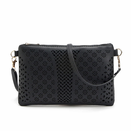Vintage Women Messenger Bags PU Hollow Out Crossbody Bags Shoulder Purse Casual Hbags Clutch Bolsas satchels ILML