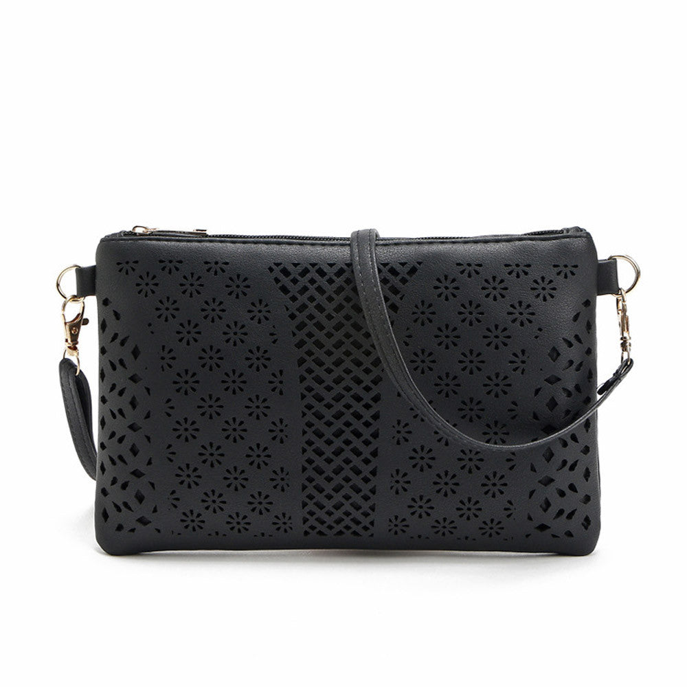 Vintage Women Messenger Bags PU Hollow Out Crossbody Bags Shoulder Purse Casual Hbags Clutch Bolsas satchels ILML