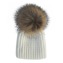 Warm Child Baby Girls Boys Knitted Woolen Natural Crochet Ski Kids Beanies Caps Raccoon Fur Pom Bobble Hats ILML