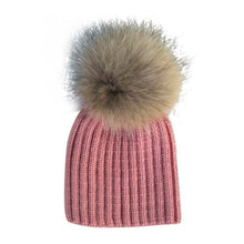 Warm Child Baby Girls Boys Knitted Woolen Natural Crochet Ski Kids Beanies Caps Raccoon Fur Pom Bobble Hats ILML