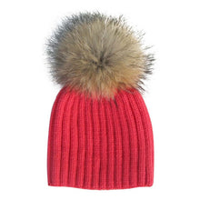Warm Child Baby Girls Boys Knitted Woolen Natural Crochet Ski Kids Beanies Caps Raccoon Fur Pom Bobble Hats ILML