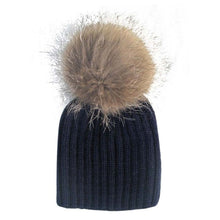 Warm Child Baby Girls Boys Knitted Woolen Natural Crochet Ski Kids Beanies Caps Raccoon Fur Pom Bobble Hats ILML