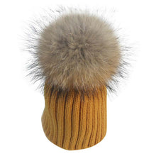 Warm Child Baby Girls Boys Knitted Woolen Natural Crochet Ski Kids Beanies Caps Raccoon Fur Pom Bobble Hats ILML