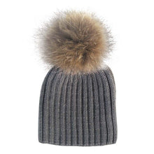 Warm Child Baby Girls Boys Knitted Woolen Natural Crochet Ski Kids Beanies Caps Raccoon Fur Pom Bobble Hats ILML
