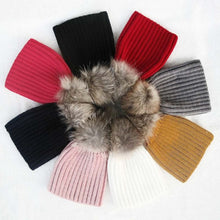 Warm Child Baby Girls Boys Knitted Woolen Natural Crochet Ski Kids Beanies Caps Raccoon Fur Pom Bobble Hats ILML