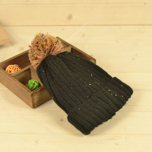 Warm Braided Knitted Hat Ski Beanie Ball Caps Large Ball Hats for Women Men ILML
