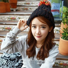 Warm Braided Knitted Hat Ski Beanie Ball Caps Large Ball Hats for Women Men ILML