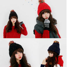 Warm Braided Knitted Hat Ski Beanie Ball Caps Large Ball Hats for Women Men ILML