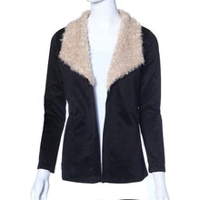 Warm Women Fur Coat collar Outwear Cardigan Coat Black Full Sleeve Kimono Cardigan Coats Tops Blouse Cover up ILML