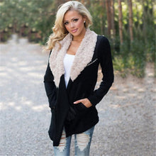 Warm Women Fur Coat collar Outwear Cardigan Coat Black Full Sleeve Kimono Cardigan Coats Tops Blouse Cover up ILML