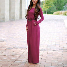 Woman Pocket Vestidos High Waist Long Maxi Dress Longue Femme Vestidos Femininos L4 ILML