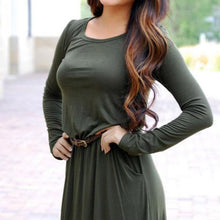 Woman Pocket Vestidos High Waist Long Maxi Dress Longue Femme Vestidos Femininos L4 ILML