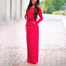 Woman Pocket Vestidos High Waist Long Maxi Dress Longue Femme Vestidos Femininos L4 ILML