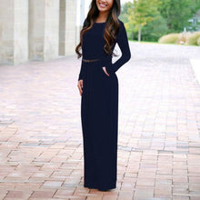 Woman Pocket Vestidos High Waist Long Maxi Dress Longue Femme Vestidos Femininos L4 ILML