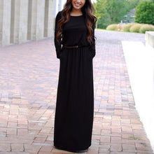 Woman Pocket Vestidos High Waist Long Maxi Dress Longue Femme Vestidos Femininos L4 ILML