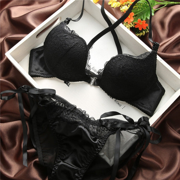 Woman Lingerie Sexy Front Buckle Bras Front Closure U Shape Push Up Bra and Panty Set Y2 ILML