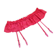 Women 4 Colors Sexy Thongs Lace Stocking Suspender Lingeries Dual Layer Garter Belts ILML