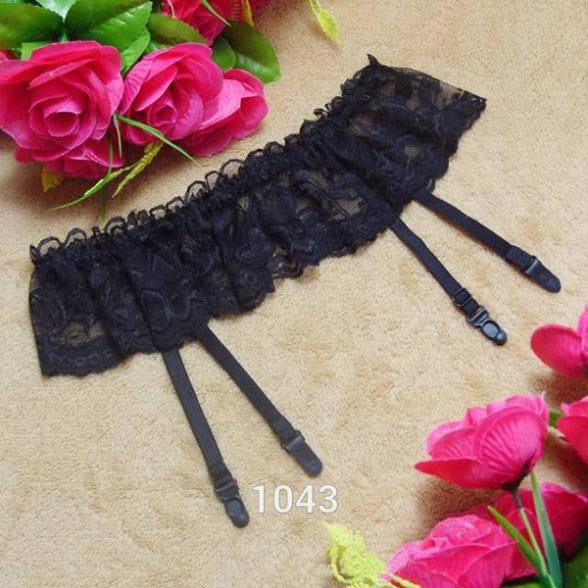 Women 4 Colors Sexy Thongs Lace Stocking Suspender Lingeries Dual Layer Garter Belts ILML