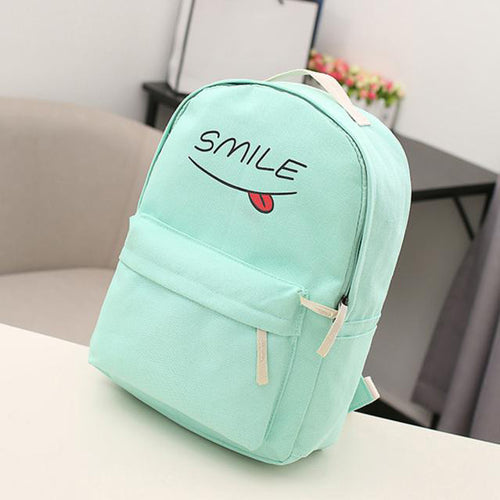 Women Backpack Canvas Smiling Face Printing backpack For Girl Bag School Backpacks Women Bag Mochila Bag ILML