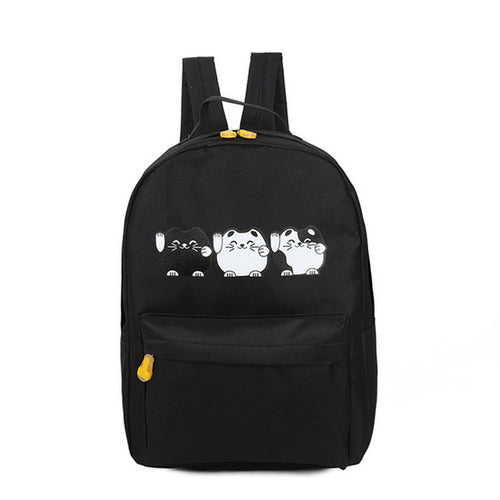 Women backpack Double-Shoulder Textile Printing Canvas Cat Backpack Backpacks for girls Bag Mochila Mujeres  ILML