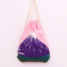 Women backpack Mount Fuji Printing Drawstring Backpack For Girl Student School Canvas backpacks girls ILML