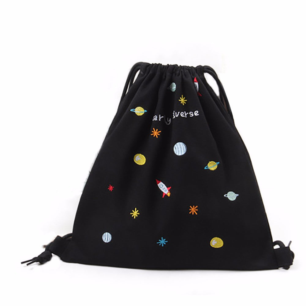 Women backpack Printing Beam Port Drawstring Backpack For Girl Student School Canvas backpacks girls bag ILML