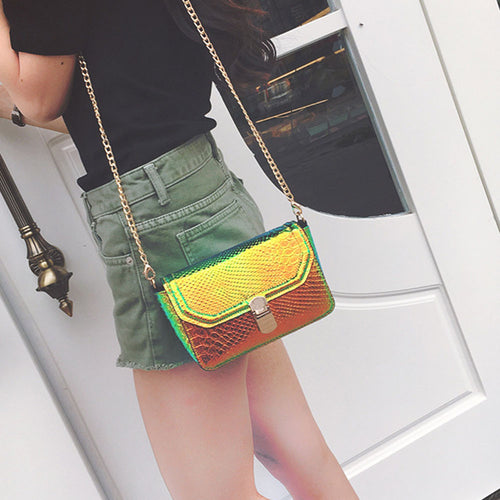 women bag Snakeskin Pattern Chain messenger bags Small Square Package Bag women's hbags Crossbody Shoulder bags famous s ILML